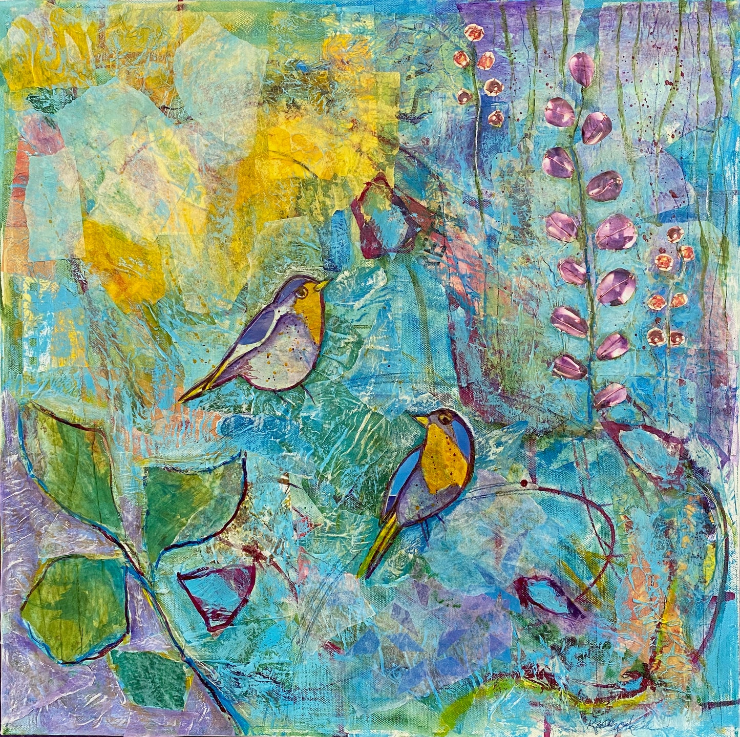 Colorful abstract bird collage