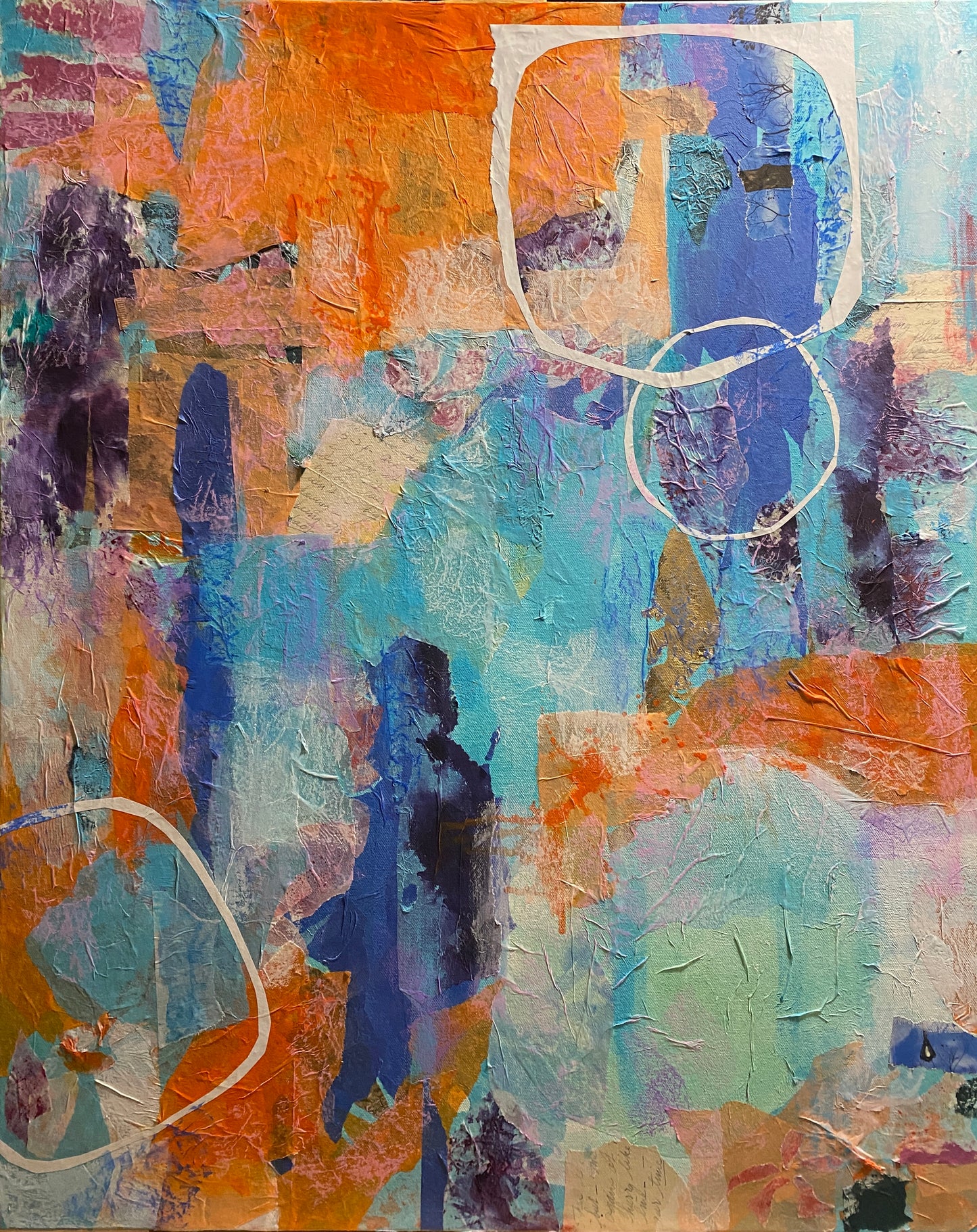 Blue and Orange Abstract Decorative Wall Art