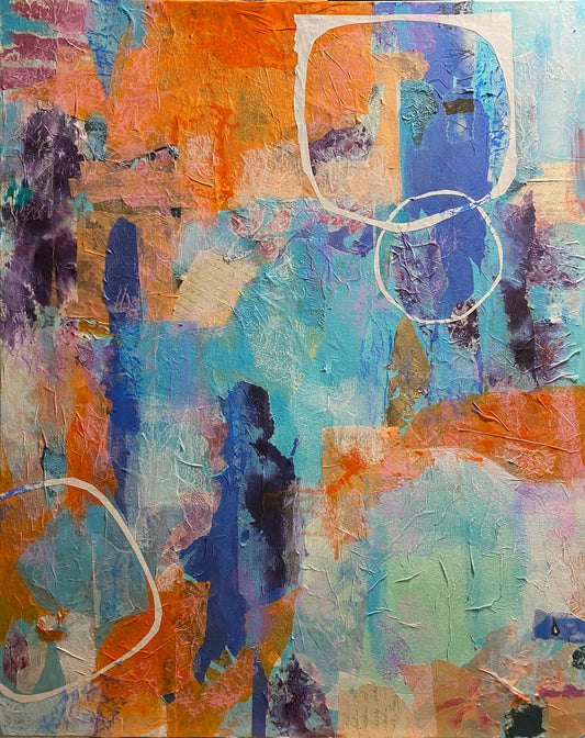 Blue and Orange Abstract Decorative Wall Art