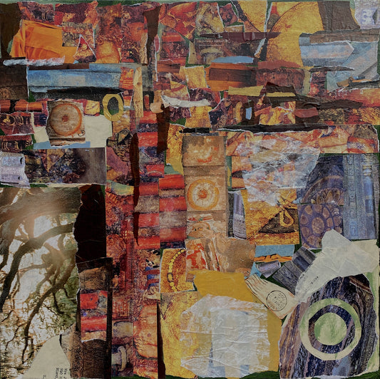 Medium Earth-toned Abstract Collage