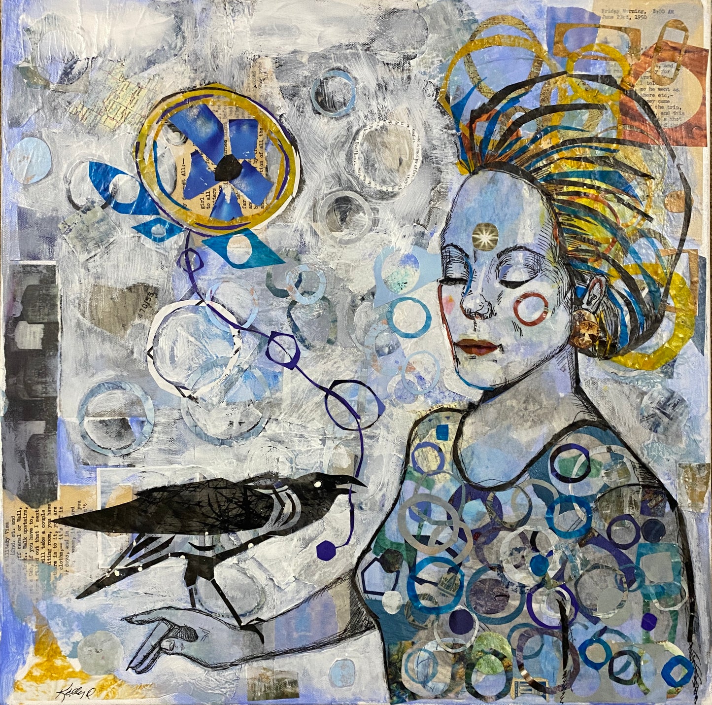 Raven/Goddess Collage Art