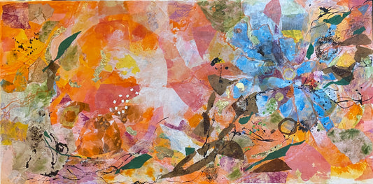 Large Orange and Blue Mixed Media Abstract