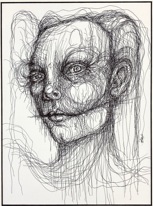 Otherworldly Goddess- Pen and ink Drawing